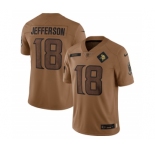 Men's Minnesota Vikings #18 Justin Jefferson 2023 Brown Salute To Service Limited Football Stitched Jersey