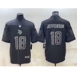 Men's Minnesota Vikings #18 Justin Jefferson Black Reflective Limited Stitched Football Jersey