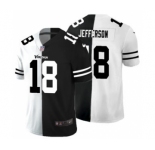 Men's Minnesota Vikings #18 Justin Jefferson Black V White Peace Split Vapor Untouchable Limited Football Jersey