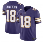 Men's Minnesota Vikings #18 Justin Jefferson Purple 2024 F.U.S.E. Throwback With 2-Star C Patch Vapor Limited Stitched Jersey