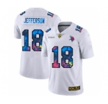 Men's Minnesota Vikings #18 Justin Jefferson White Multi-Color 2020 Football Crucial Catch Limited Football Jersey