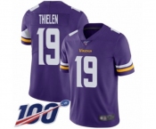 Men's Minnesota Vikings #19 Adam Thielen Purple Team Color Vapor Untouchable Limited Player 100th Season Football Jersey