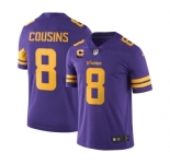 Men's Minnesota Vikings 2022 #8 Kirk Cousins Purple With 4-Star C Patch Rush Limited Stitched NFL Jersey