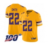 Men's Minnesota Vikings #22 Harrison Smith Limited Gold Inverted Legend 100th Season Football Jersey