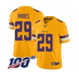 Men's Minnesota Vikings #29 Xavier Rhodes Limited Gold Inverted Legend 100th Season Football Jersey
