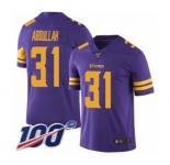 Men's Minnesota Vikings #31 Ameer Abdullah Limited Purple Rush Vapor Untouchable 100th Season Football Jersey