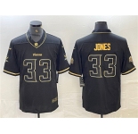 Men's Minnesota Vikings #33 Aaron Jones Black Golden Edition Limited Stitched Jersey