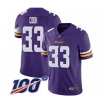 Men's Minnesota Vikings #33 Dalvin Cook Purple Team Color Vapor Untouchable Limited Player 100th Season Football Jersey
