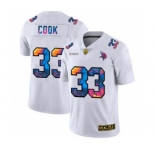 Men's Minnesota Vikings #33 Dalvin Cook White Multi-Color 2020 Football Crucial Catch Limited Football Jersey