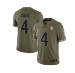 Men's Minnesota Vikings #4 Dalvin Cook 2022 Olive Salute To Service Limited Stitched Jersey