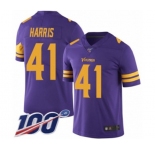 Men's Minnesota Vikings #41 Anthony Harris Limited Purple Rush Vapor Untouchable 100th Season Football Jersey