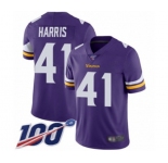 Men's Minnesota Vikings #41 Anthony Harris Purple Team Color Vapor Untouchable Limited Player 100th Season Football Jersey