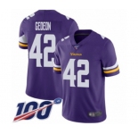 Men's Minnesota Vikings #42 Ben Gedeon Purple Team Color Vapor Untouchable Limited Player 100th Season Football Jersey