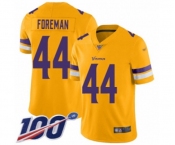 Men's Minnesota Vikings #44 Chuck Foreman Limited Gold Inverted Legend 100th Season Football Jersey