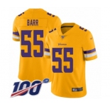 Men's Minnesota Vikings #55 Anthony Barr Limited Gold Inverted Legend 100th Season Football Jersey