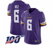 Men's Minnesota Vikings #6 Matt Wile Purple Team Color Vapor Untouchable Limited Player 100th Season Football Jersey