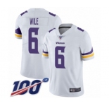 Men's Minnesota Vikings #6 Matt Wile White Vapor Untouchable Limited Player 100th Season Football Jersey