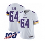 Men's Minnesota Vikings #64 Josh Kline White Vapor Untouchable Limited Player 100th Season Football Jersey