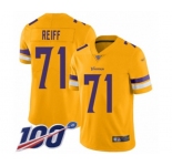 Men's Minnesota Vikings #71 Riley Reiff Limited Gold Inverted Legend 100th Season Football Jersey