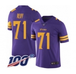 Men's Minnesota Vikings #71 Riley Reiff Limited Purple Rush Vapor Untouchable 100th Season Football Jersey