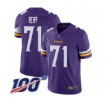 Men's Minnesota Vikings #71 Riley Reiff Purple Team Color Vapor Untouchable Limited Player 100th Season Football Jersey