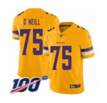 Men's Minnesota Vikings #75 Brian O'Neill Limited Gold Inverted Legend 100th Season Football Jersey