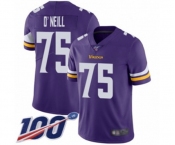Men's Minnesota Vikings #75 Brian O'Neill Purple Team Color Vapor Untouchable Limited Player 100th Season Football Jersey