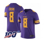 Men's Minnesota Vikings #8 Kirk Cousins Limited Purple Rush Vapor Untouchable 100th Season Football Jersey