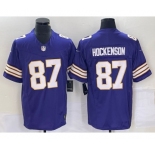 Men's Minnesota Vikings #87 TJ Hockenson Purple 2023 FUSE Vapor Limited Throwback Stitched Jersey