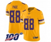 Men's Minnesota Vikings #88 Alan Page Limited Gold Inverted Legend 100th Season Football Jersey