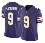 Men's Minnesota Vikings #9 J.J. McCarthy Purple 2024 Draft F.U.S.E. Throwback Vapor Untouchable Limited Football Stitched Jersey