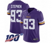 Men's Minnesota Vikings #93 Shamar Stephen Purple Team Color Vapor Untouchable Limited Player 100th Season Football Jersey