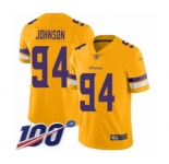 Men's Minnesota Vikings #94 Jaleel Johnson Limited Gold Inverted Legend 100th Season Football Jersey