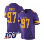 Men's Minnesota Vikings #97 Everson Griffen Limited Purple Rush Vapor Untouchable 100th Season Football Jersey