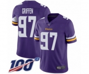 Men's Minnesota Vikings #97 Everson Griffen Purple Team Color Vapor Untouchable Limited Player 100th Season Football Jersey