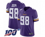 Men's Minnesota Vikings #98 Linval Joseph Purple Team Color Vapor Untouchable Limited Player 100th Season Football Jersey