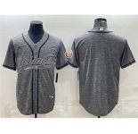 Men's Minnesota Vikings Blank Gray With Patch Cool Base Stitched Baseball Jersey