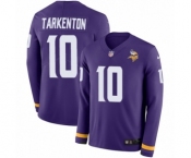 Men's Nike Minnesota Vikings #10 Fran Tarkenton Limited Purple Therma Long Sleeve NFL Jersey
