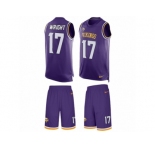 Men's Nike Minnesota Vikings #17 Jarius Wright Limited Purple Tank Top Suit NFL Jersey