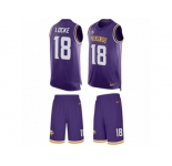 Men's Nike Minnesota Vikings #18 Jeff Locke Limited Purple Tank Top Suit NFL Jersey