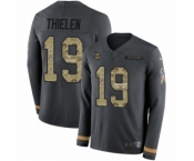 Men's Nike Minnesota Vikings #19 Adam Thielen Limited Black Salute to Service Therma Long Sleeve NFL Jersey