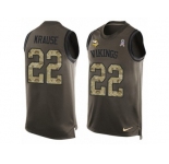Men's Nike Minnesota Vikings #22 Paul Krause Limited Green Salute to Service Tank Top NFL Jersey