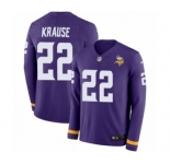 Men's Nike Minnesota Vikings #22 Paul Krause Limited Purple Therma Long Sleeve NFL Jersey