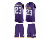 Men's Nike Minnesota Vikings #23 Terence Newman Limited Purple Tank Top Suit NFL Jersey