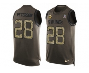 Men's Nike Minnesota Vikings #28 Adrian Peterson Limited Green Salute to Service Tank Top NFL Jersey