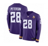 Men's Nike Minnesota Vikings #28 Adrian Peterson Limited Purple Therma Long Sleeve NFL Jersey