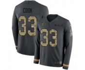 Men's Nike Minnesota Vikings #33 Dalvin Cook Limited Black Salute to Service Therma Long Sleeve NFL Jersey