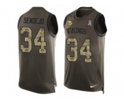 Men's Nike Minnesota Vikings #34 Andrew Sendejo Limited Green Salute to Service Tank Top NFL Jersey