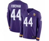 Men's Nike Minnesota Vikings #44 Chuck Foreman Limited Purple Therma Long Sleeve NFL Jersey