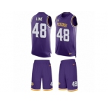 Men's Nike Minnesota Vikings #48 Zach Line Limited Purple Tank Top Suit NFL Jersey